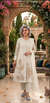 Elegant Ivory Organza Handwork Embroidered Frock 3 Piece Suit for Women