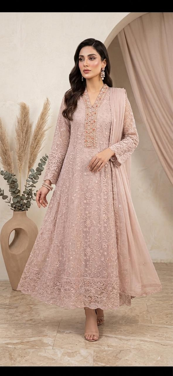 Luxury Chiffon Embroidered Maxi Dress 3 Piece Formal Wear for Women