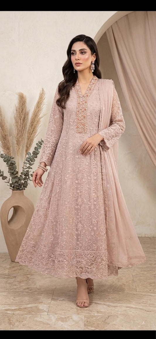 Luxury Chiffon Embroidered Maxi Dress 3 Piece Formal Wear for Women
