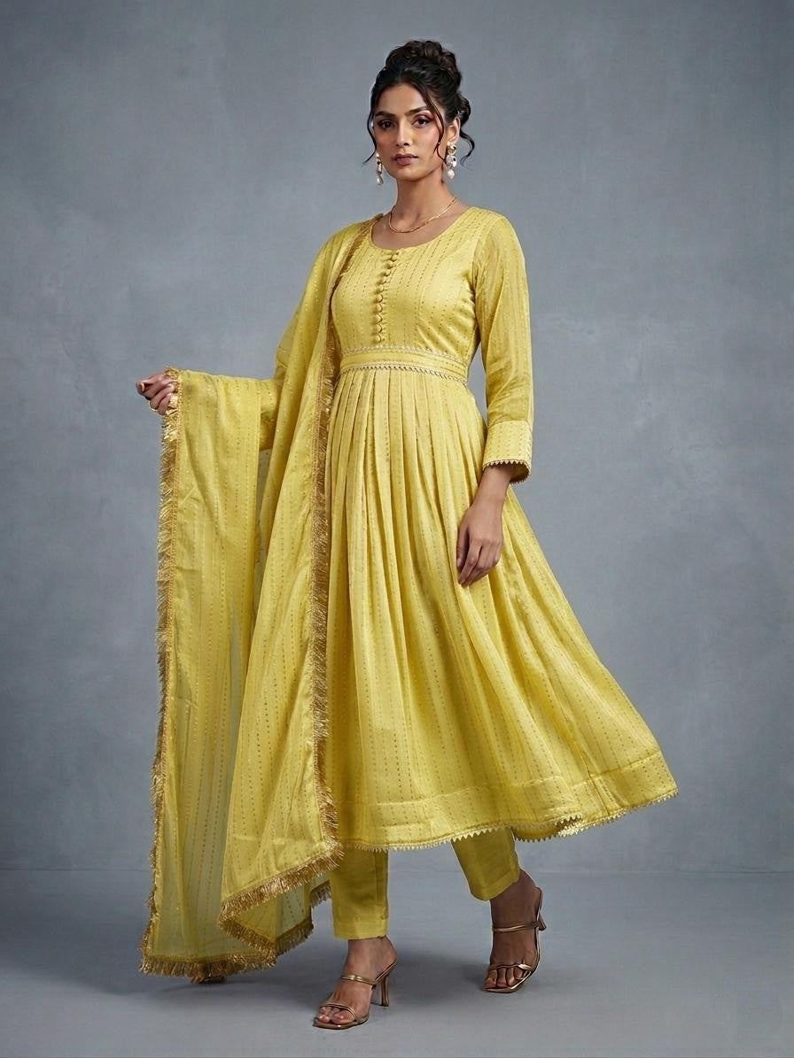 Sesha Silk Long Frock with Dupatta & Malai Trouser – Elegant Women’s Formal Wear