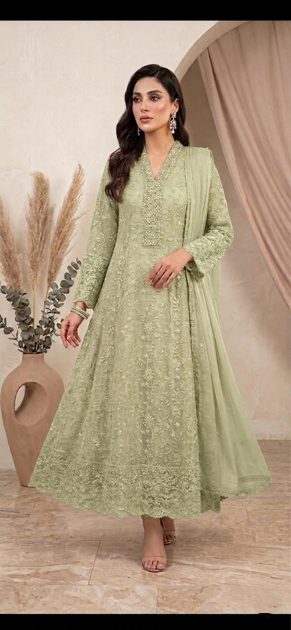 Luxury Chiffon Embroidered Maxi Dress 3 Piece Formal Wear for Women