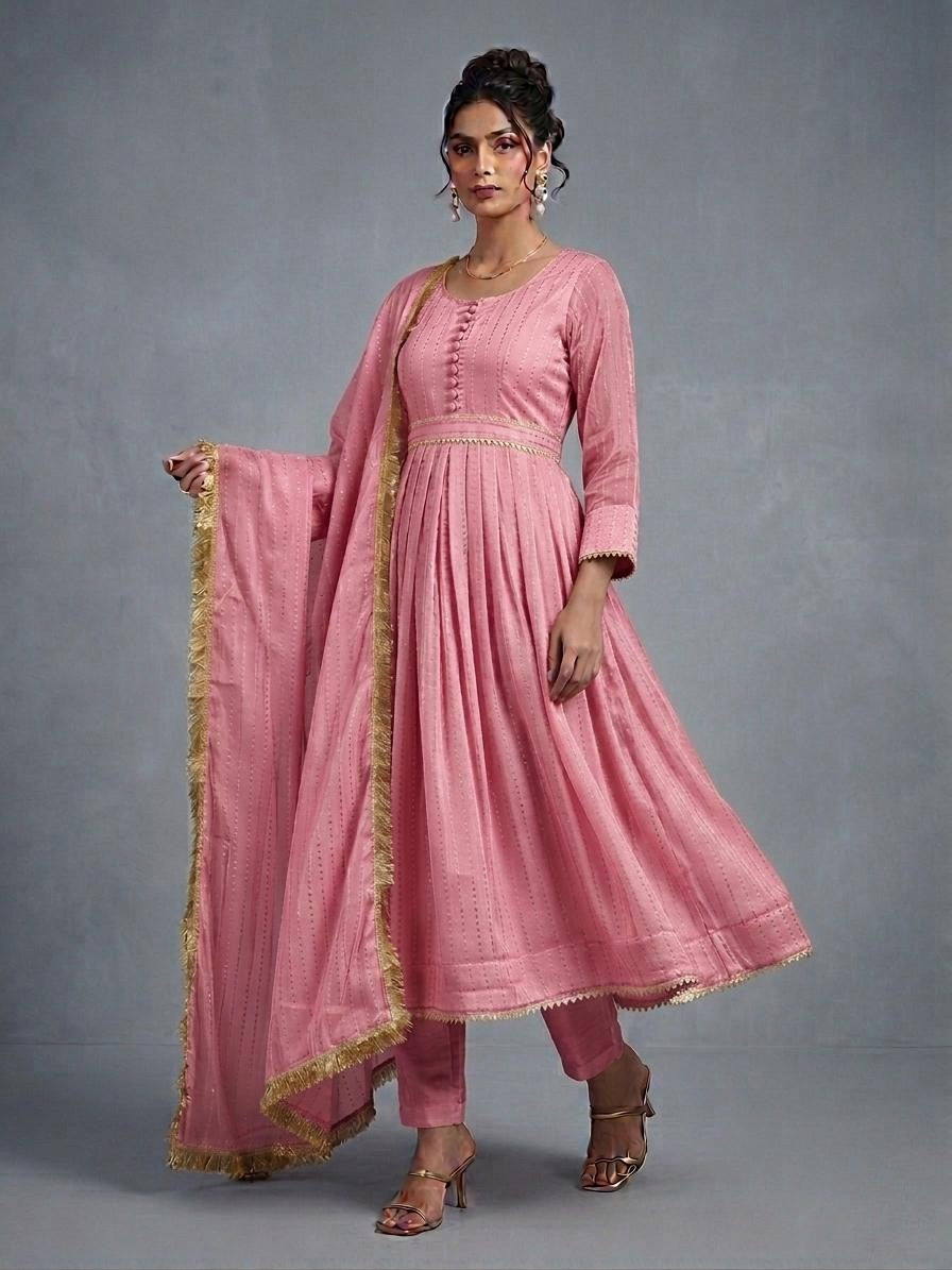 Sesha Silk Long Frock with Dupatta & Malai Trouser – Elegant Women’s Formal Wear