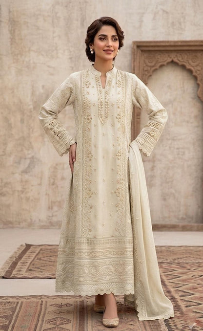 Elegant Chiffon Long Shirt with Embroidered Detailing