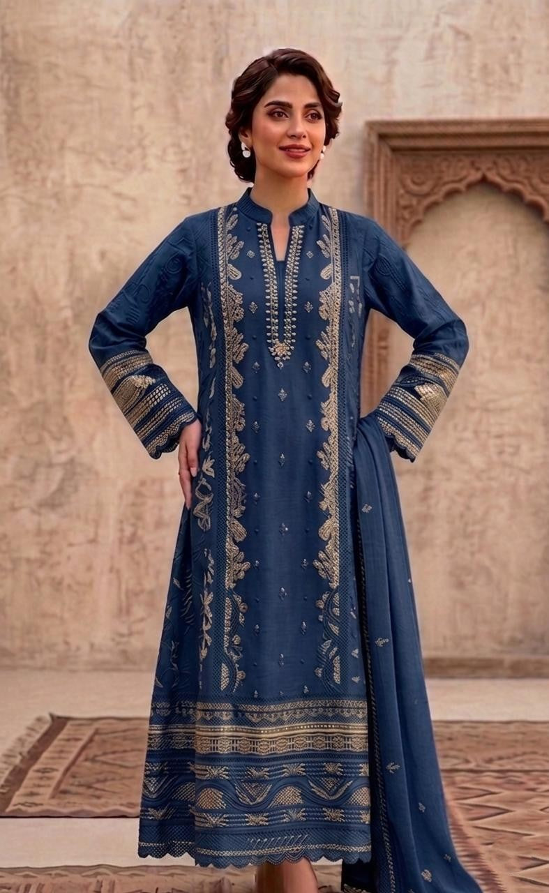 Elegant Chiffon Long Shirt with Embroidered Detailing