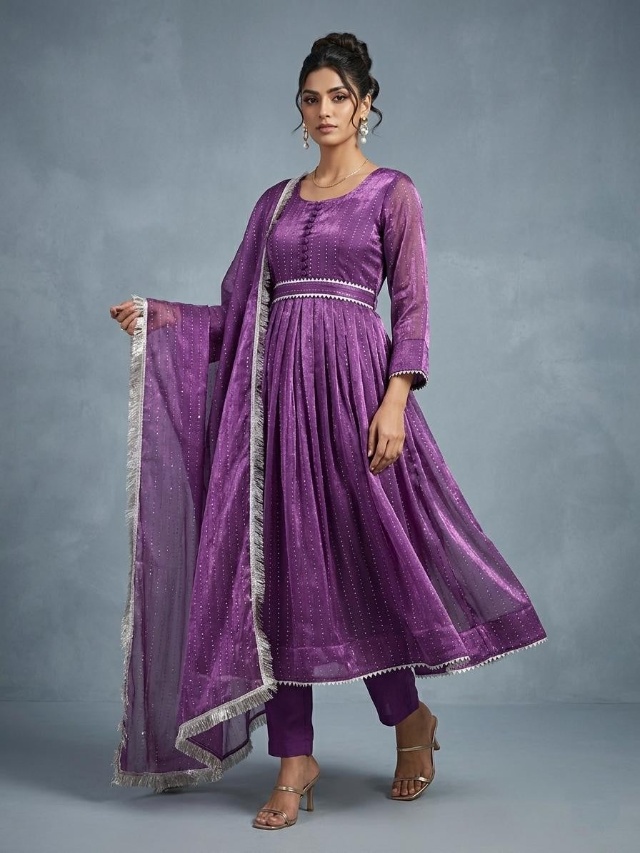 Sesha Silk Long Frock with Dupatta & Malai Trouser – Elegant Women’s Formal Wear