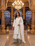 Elegant Ivory Silk Embroidered Suit with Embroidered Dupatta – Festive & Wedding Wear\