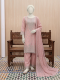 Elegant Party Wear Chiffon Embroidered Dress with Chiffon Palazzo & Matching Dupatta – 3 Piece Stitched Dress