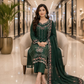 Embroidered Emerald Chiffon Suit with Matching Dupatta – 3 Piece Stitched Dress