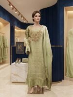 3 Piece Stitched Heavy Embroidered Khadi Net Long Frock with Organza Dupatta – Luxury Pastel Formal Wear - Image 2