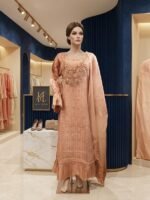 3 Piece Stitched Heavy Embroidered Khadi Net Long Frock with Organza Dupatta – Luxury Pastel Formal Wear - Image 6